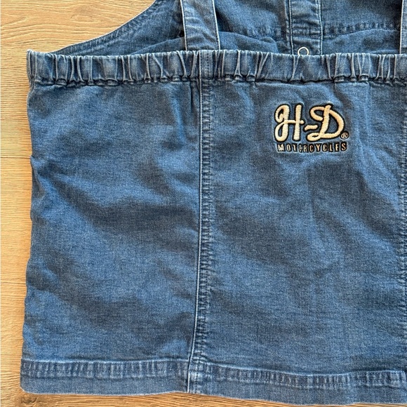 Harley Davidson Motorcycle Denim Blue Tank Top Embroidered Buttons Vintage 90s - Picture 7 of 12